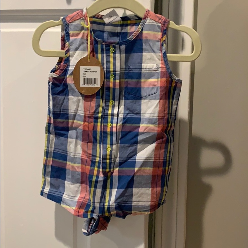 Plaid button down romper - Picture 3 of 5